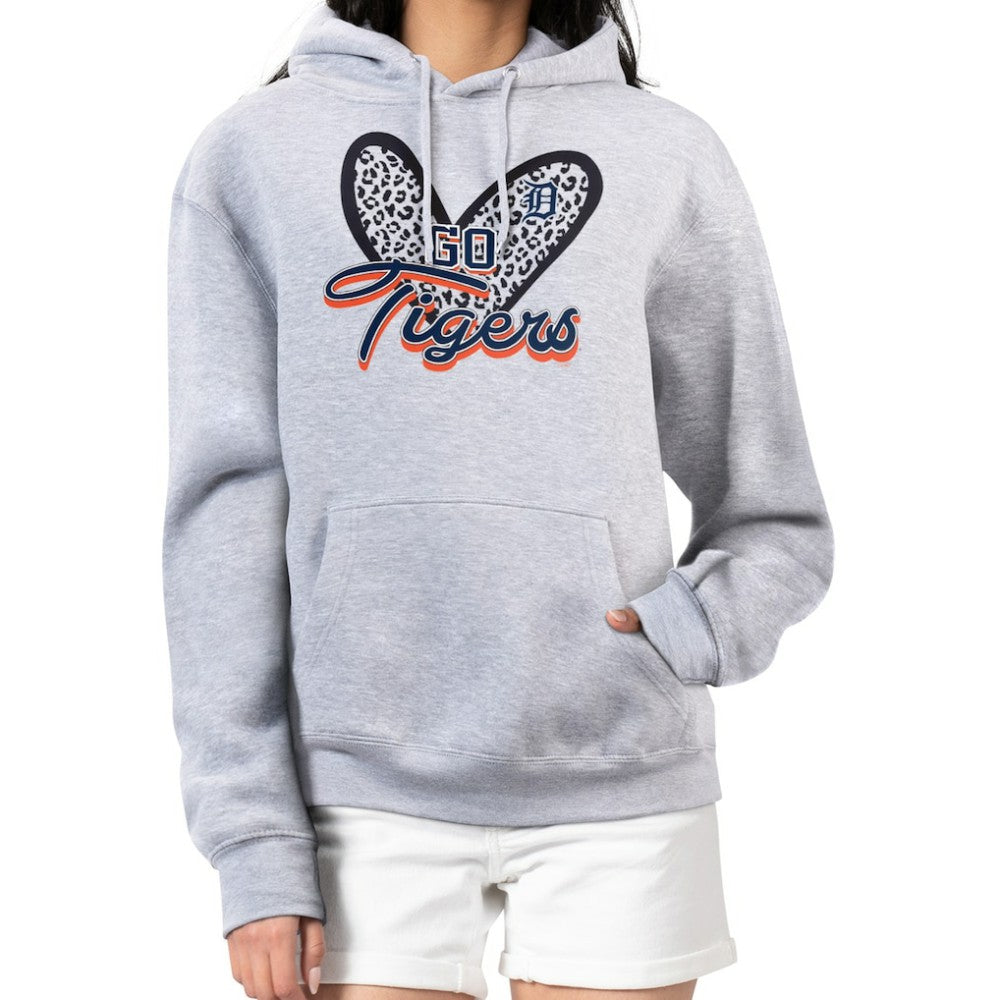 Detroit Tigers G-III 4Her by Carl Banks Women's Leopard Heart Pullover Hoodie - MLB Hoodies