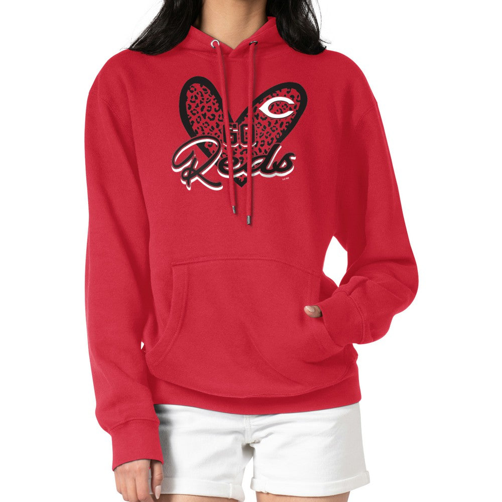 Cincinnati Reds G-III 4Her by Carl Banks Women's Leopard Heart Pullover Hoodie - MLB Hoodies