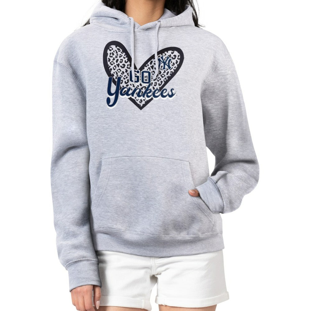 New York Yankees G-III 4Her by Carl Banks Women's Leopard Heart Pullover Hoodie - MLB Hoodies