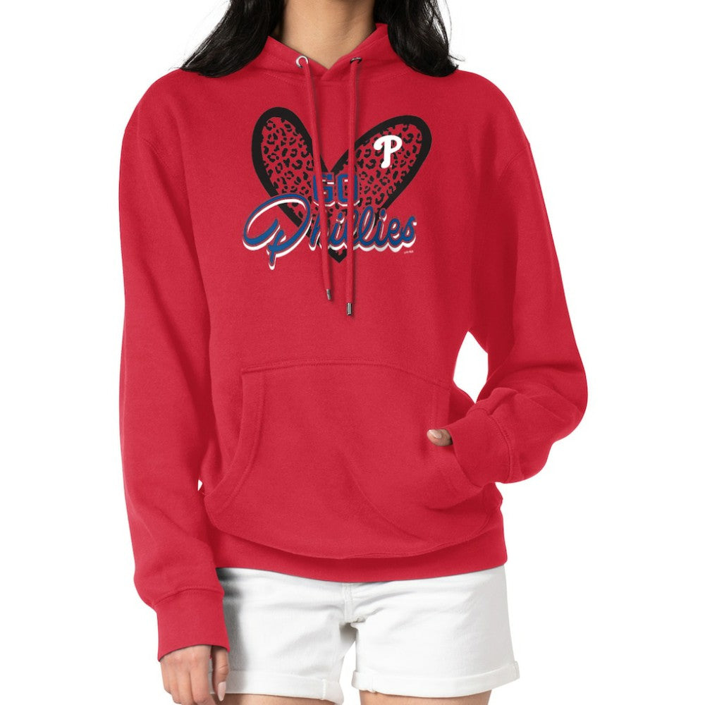 Philadelphia Phillies G-III 4Her by Carl Banks Women's Leopard Heart Pullover Hoodie - MLB Hoodies