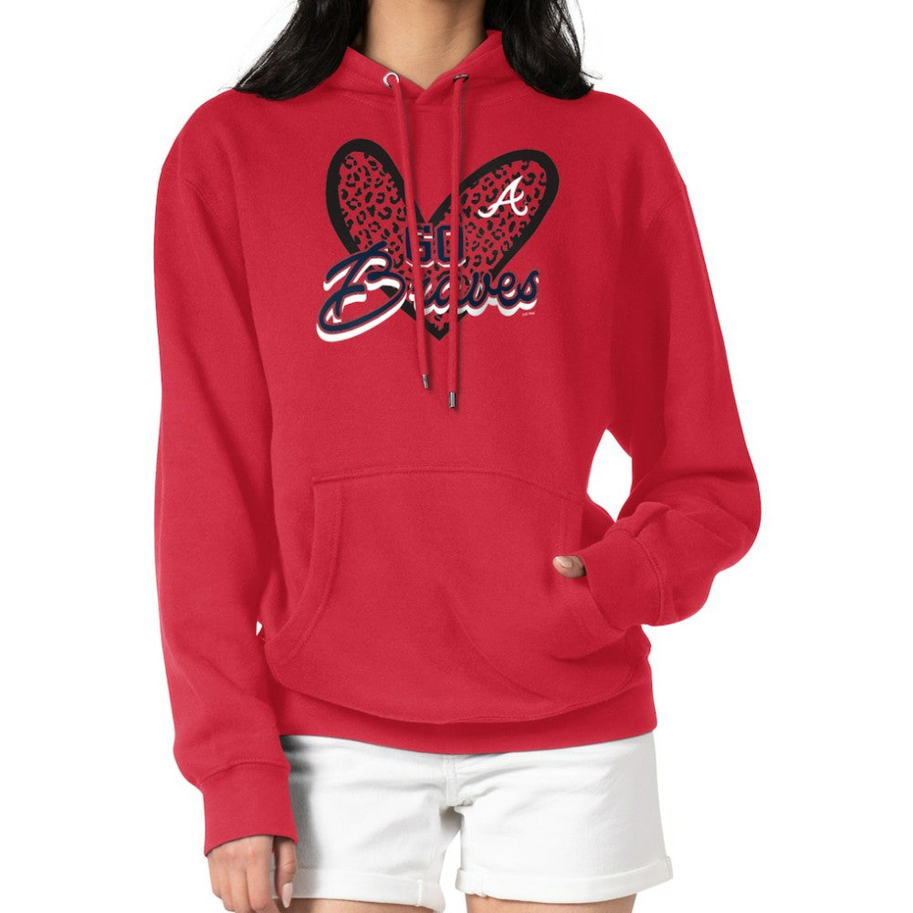 Atlanta Braves G-III 4Her by Carl Banks Women's Leopard Heart Pullover Hoodie - MLB Hoodies