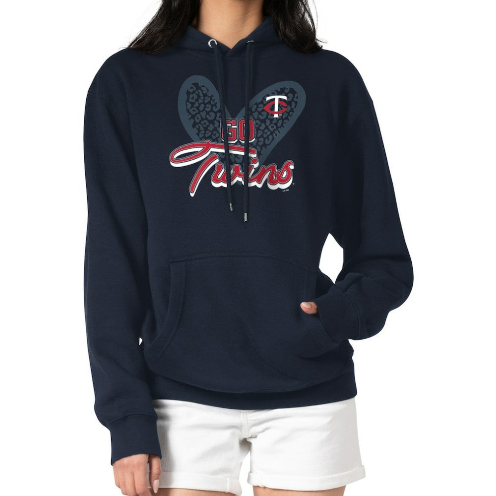 Minnesota Twins G-III 4Her by Carl Banks Women's Leopard Heart Pullover Hoodie - MLB Hoodies