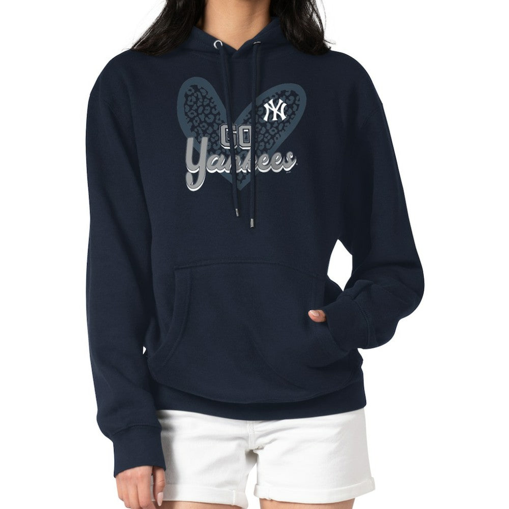 New York Yankees G-III 4Her by Carl Banks Women's Leopard Heart Pullover Hoodie - MLB Hoodies