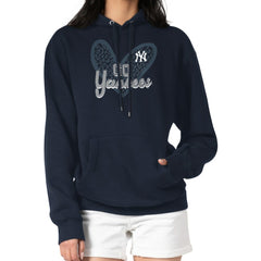 New York Yankees G-III 4Her by Carl Banks Women's Leopard Heart Pullover Hoodie - MLB Hoodies