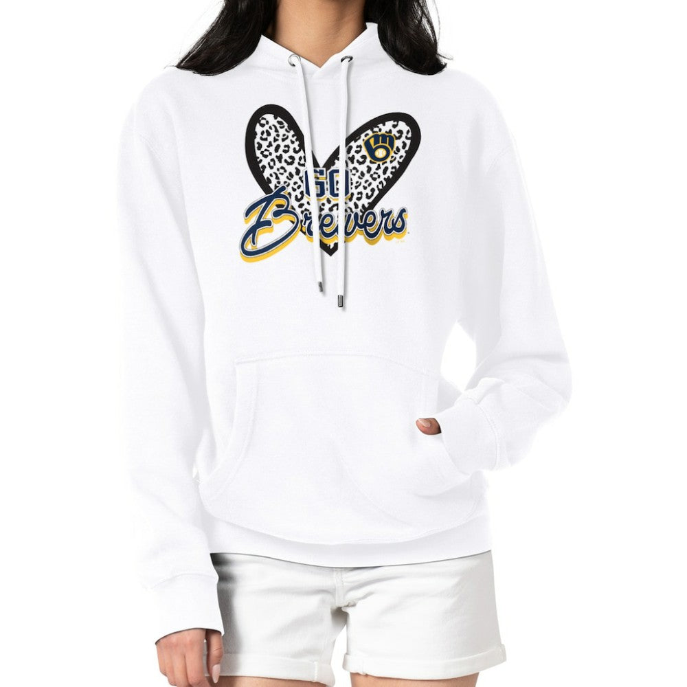 Milwaukee Brewers G-III 4Her by Carl Banks Women's Leopard Heart Pullover Hoodie - MLB Hoodies