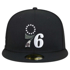 Black Philadelphia 76ers Camo Print UV 59FIFTY Fitted Hat | NBA