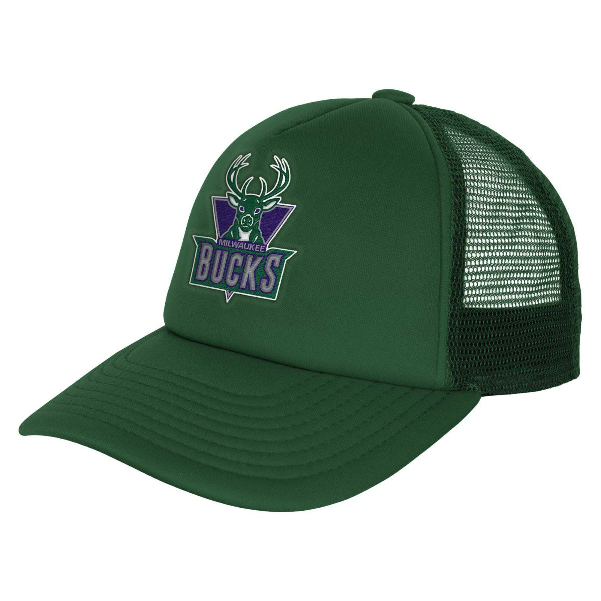Hunter Green Milwaukee Bucks Youth Core Evergreen Trucker Adjustable Hat | NBA