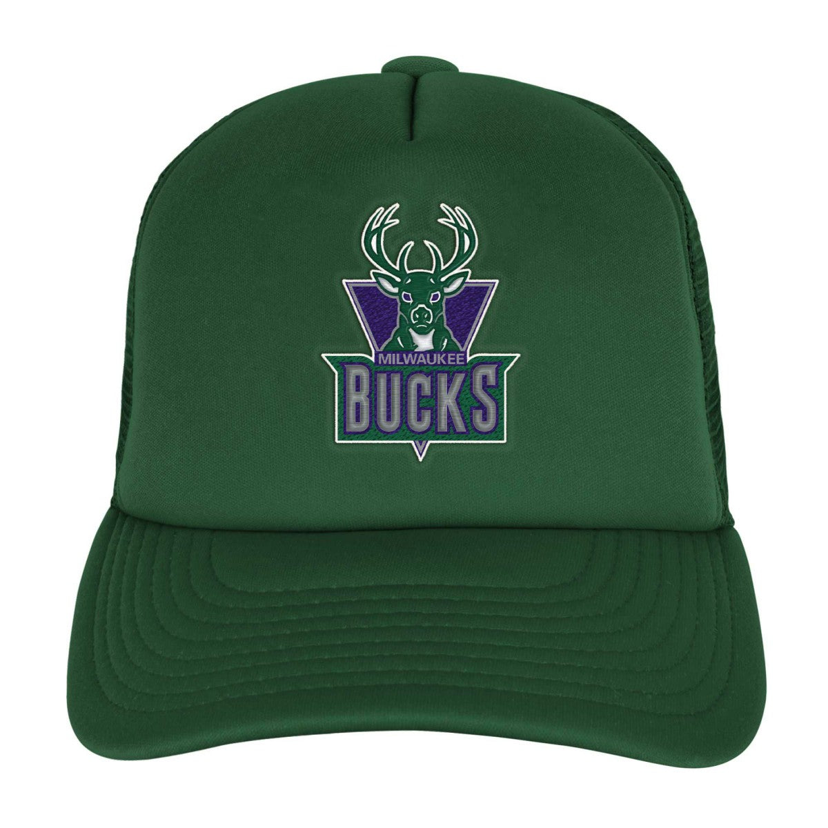 Hunter Green Milwaukee Bucks Youth Core Evergreen Trucker Adjustable Hat | NBA