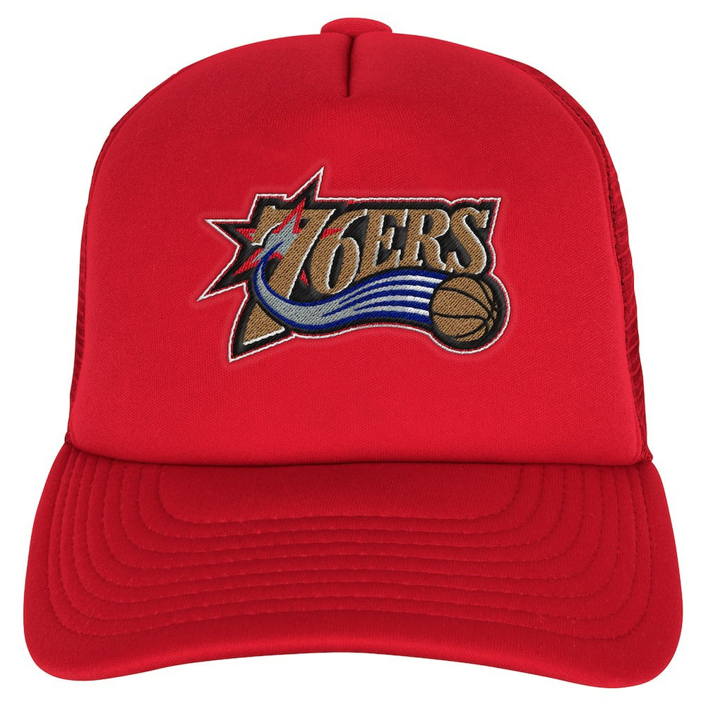 Red Philadelphia 76ers Youth Core Evergreen Trucker Adjustable Hat | NBA