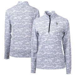 Minnesota Vikings Cutter & Buck Women's Traverse Camo Print Stretch Tri-Blend Quarter-Zip Top | NFL Hot
