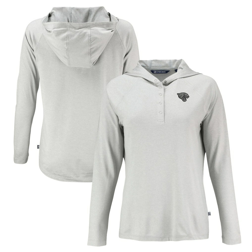 Jacksonville Jaguars Cutter & Buck Women's Coastline Epic Comfort Eco Recycled Long Sleeve Hoodie T-Shirt | NFL New