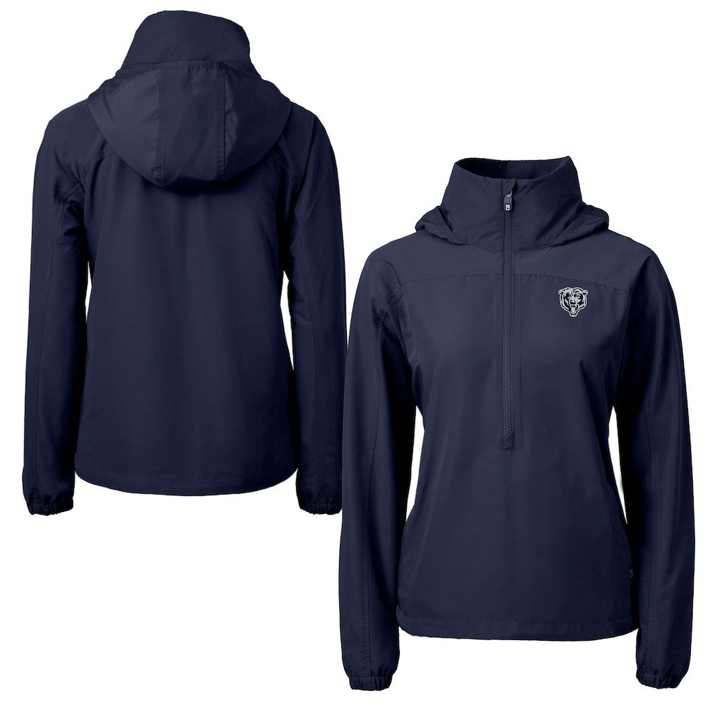 Chicago Bears Cutter & Buck Women's Charter Eco Recycled Half-Zip Hoodie Anorak Jacket | NFL Outlet
