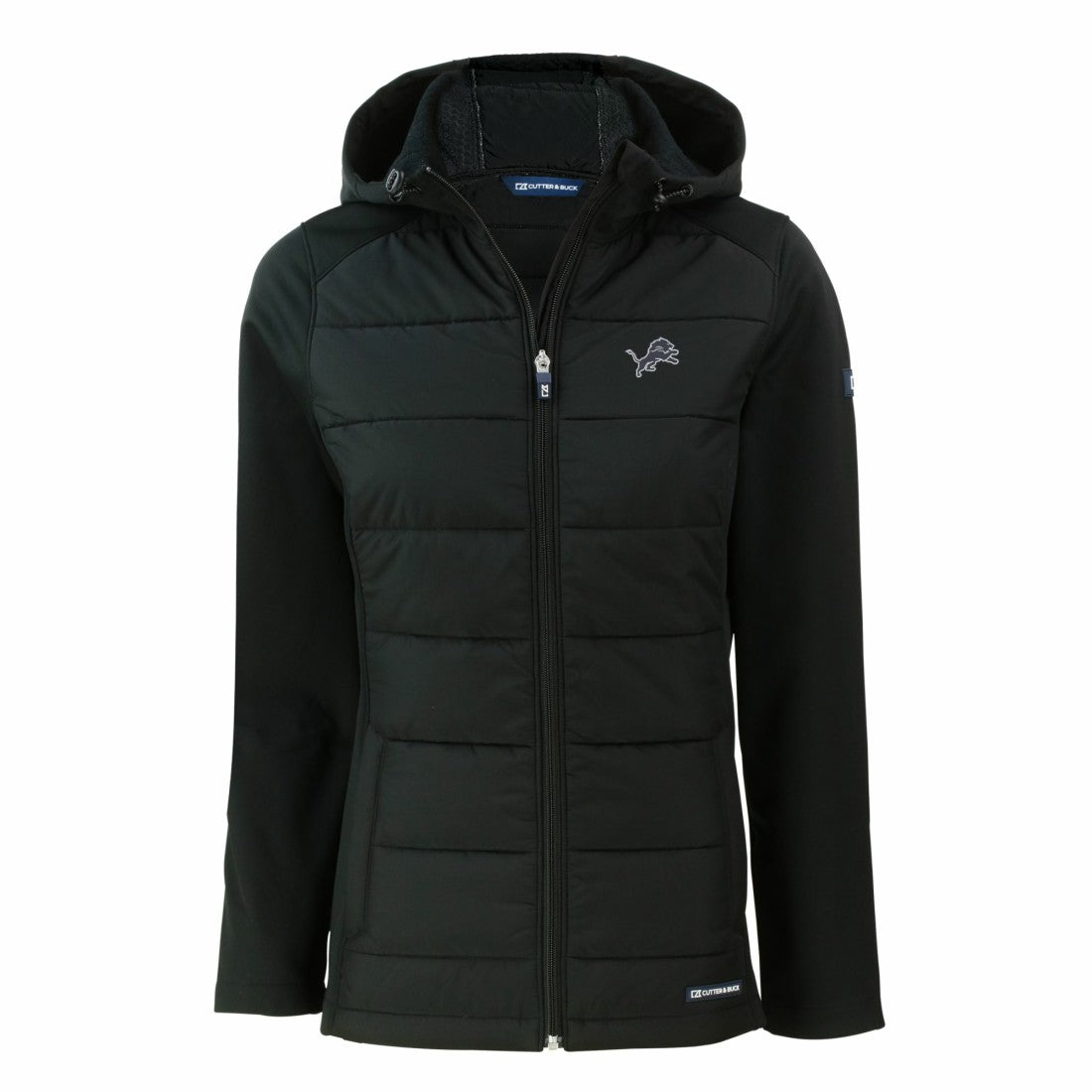 Detroit Lions Cutter & Buck Women's Evoke Hybrid Eco Softshell Recycled Full-Zip Hoodie Jacket | NFL Outlet