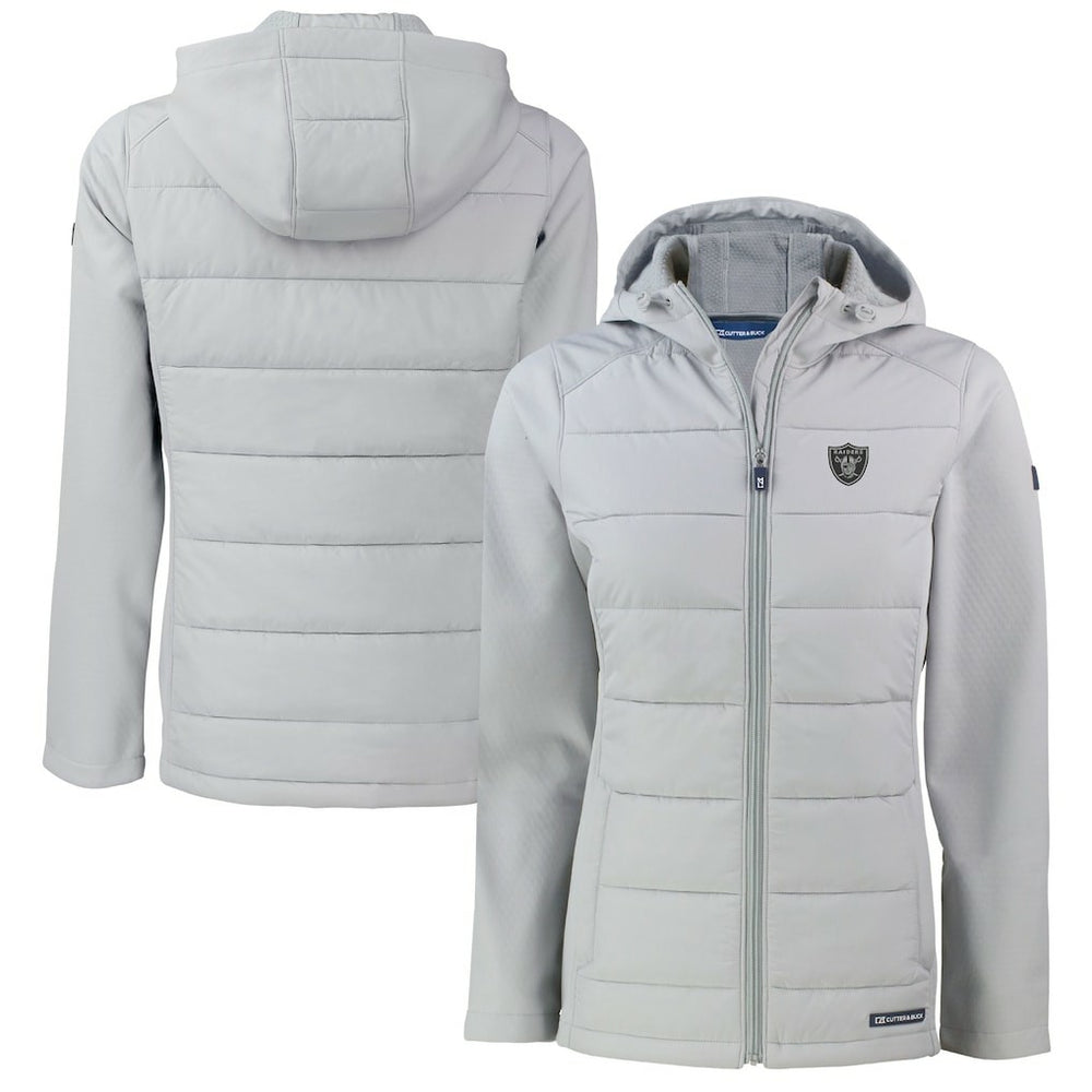 Las Vegas Raiders Cutter & Buck Women's Evoke Hybrid Eco Softshell Recycled Full-Zip Hoodie Jacket | NFL New