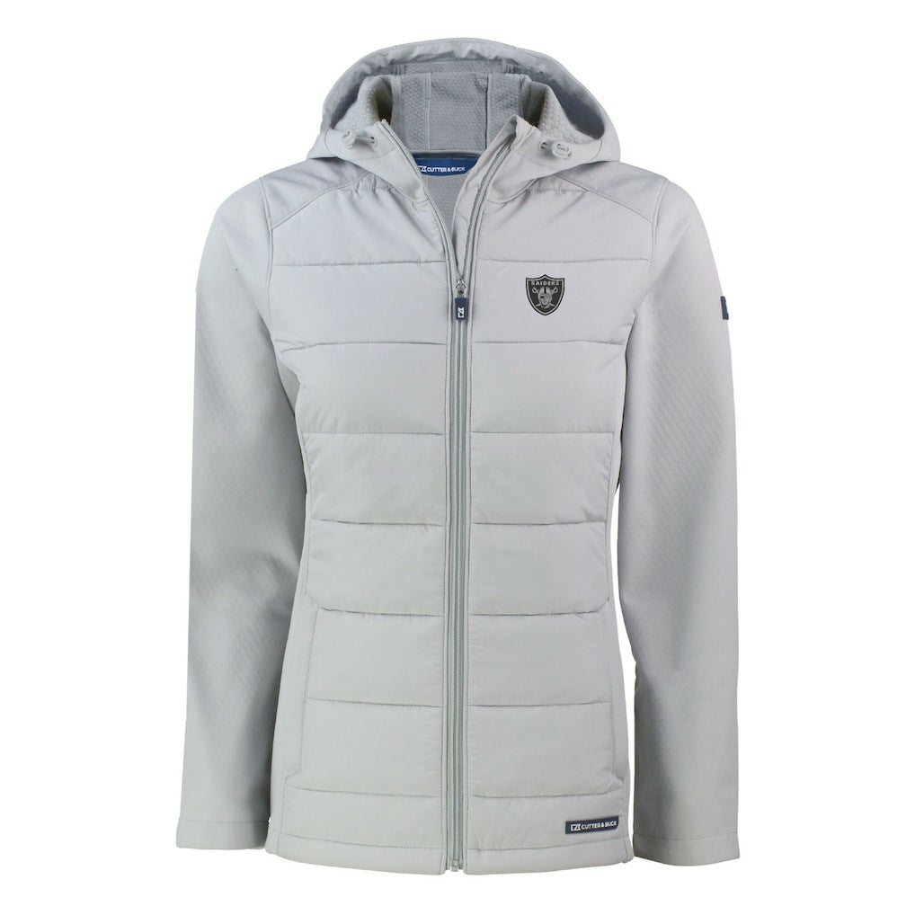 Las Vegas Raiders Cutter & Buck Women's Evoke Hybrid Eco Softshell Recycled Full-Zip Hoodie Jacket | NFL New
