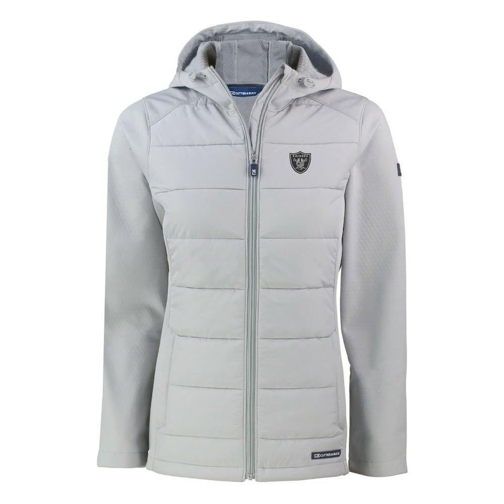Las Vegas Raiders Cutter & Buck Women's Evoke Hybrid Eco Softshell Recycled Full-Zip Hoodie Jacket | NFL New