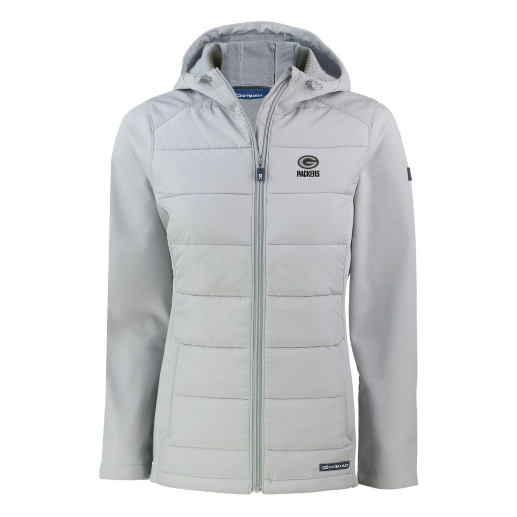 Green Bay Packers Cutter & Buck Women's Evoke Hybrid Eco Softshell Recycled Full-Zip Hoodie Jacket | NFL Near me