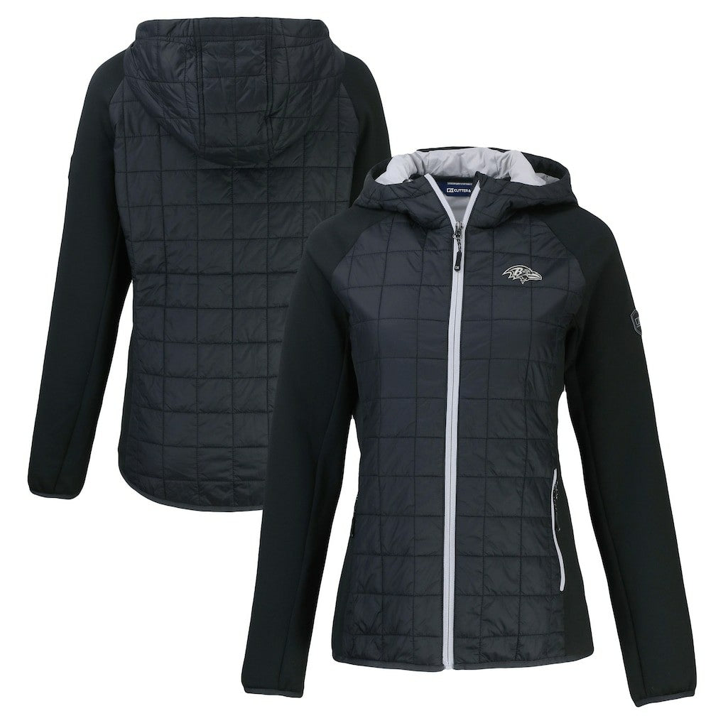 Baltimore Ravens Cutter & Buck Women's Rainier PrimaLoft Eco Hybrid Full-Zip Hoodie Jacket | NFL New
