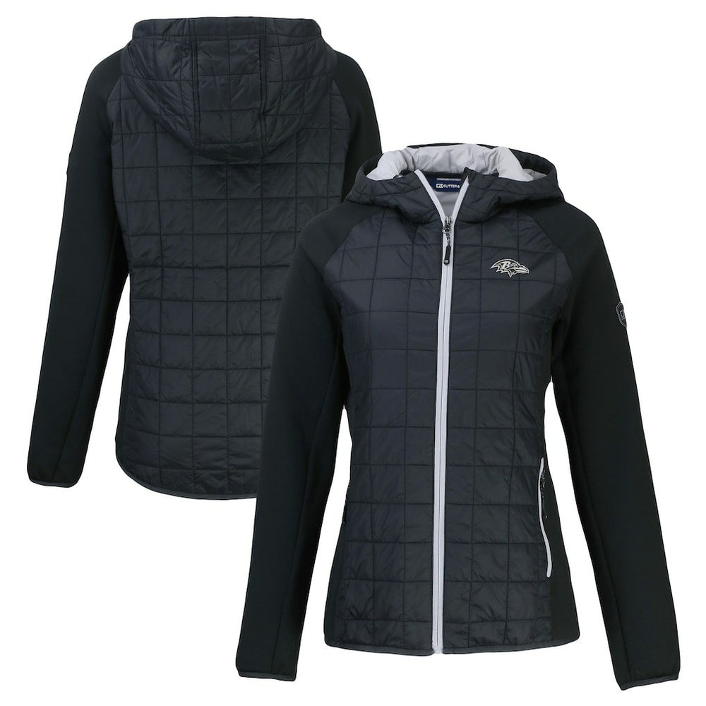 Baltimore Ravens Cutter & Buck Women's Rainier PrimaLoft Eco Hybrid Full-Zip Hoodie Jacket | NFL New