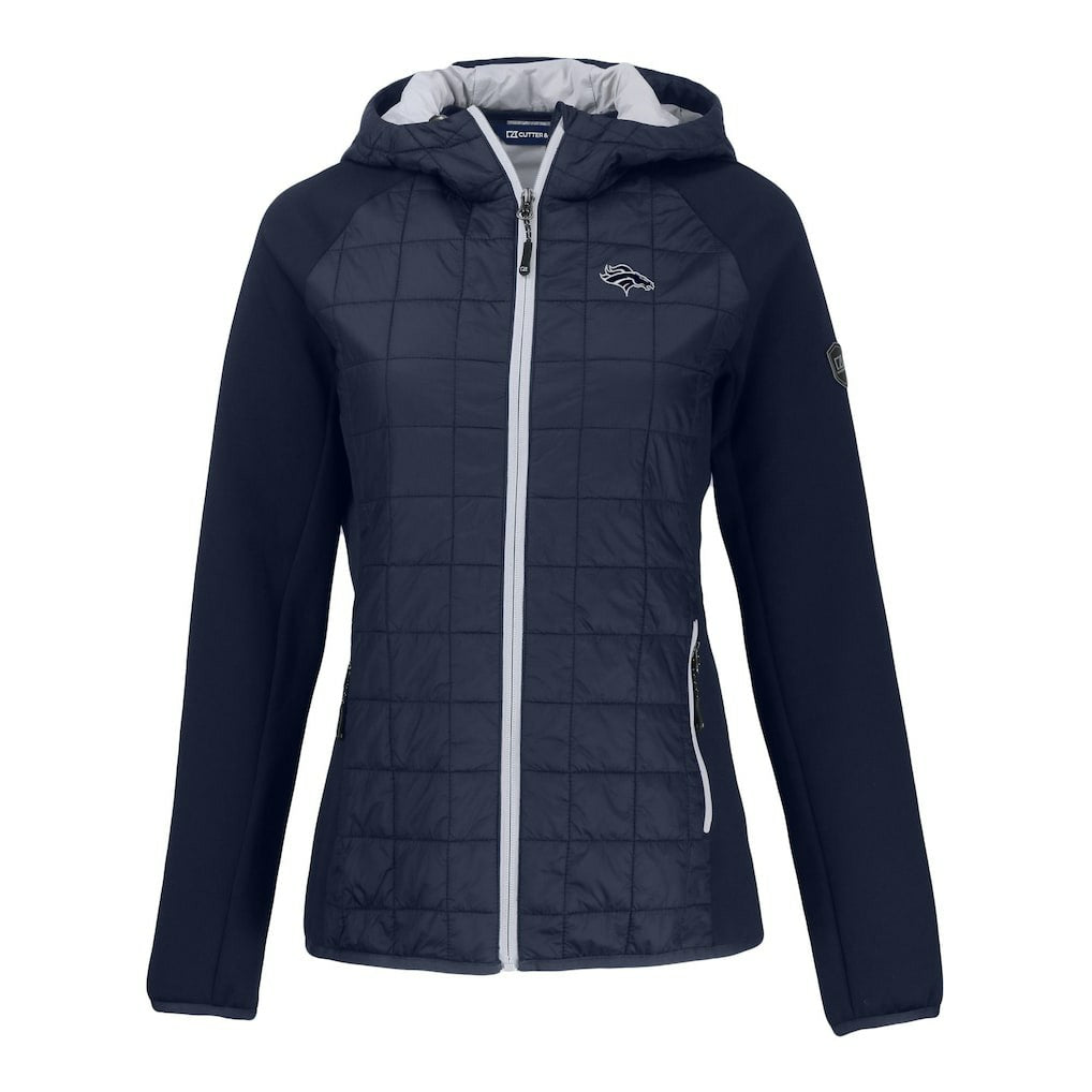 Denver Broncos Cutter & Buck Women's Rainier PrimaLoft Eco Hybrid Full-Zip Hoodie Jacket | NFL Outlet