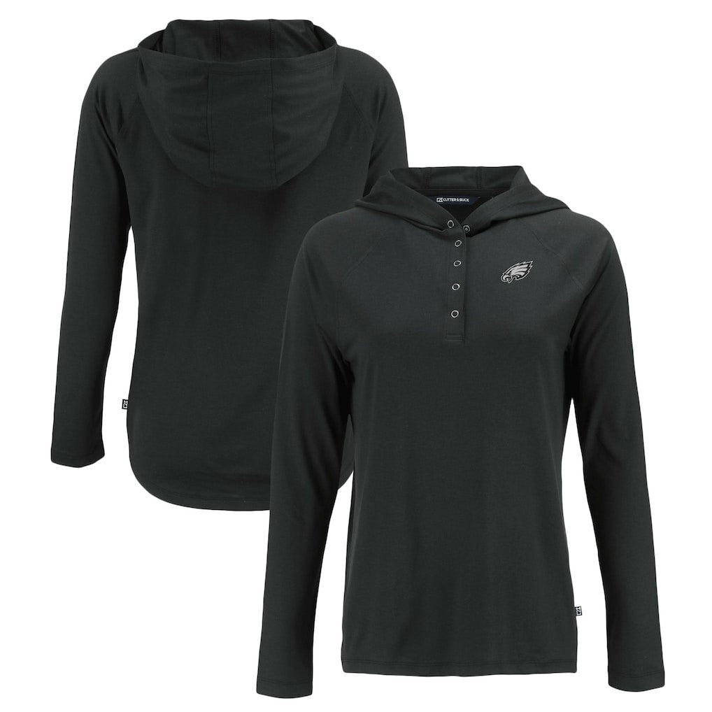 Philadelphia Eagles Cutter & Buck Women's Coastline Epic Comfort Eco Recycled Long Sleeve Hoodie T-Shirt | NFL Hot