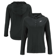 Philadelphia Eagles Cutter & Buck Women's Coastline Epic Comfort Eco Recycled Long Sleeve Hoodie T-Shirt | NFL Hot