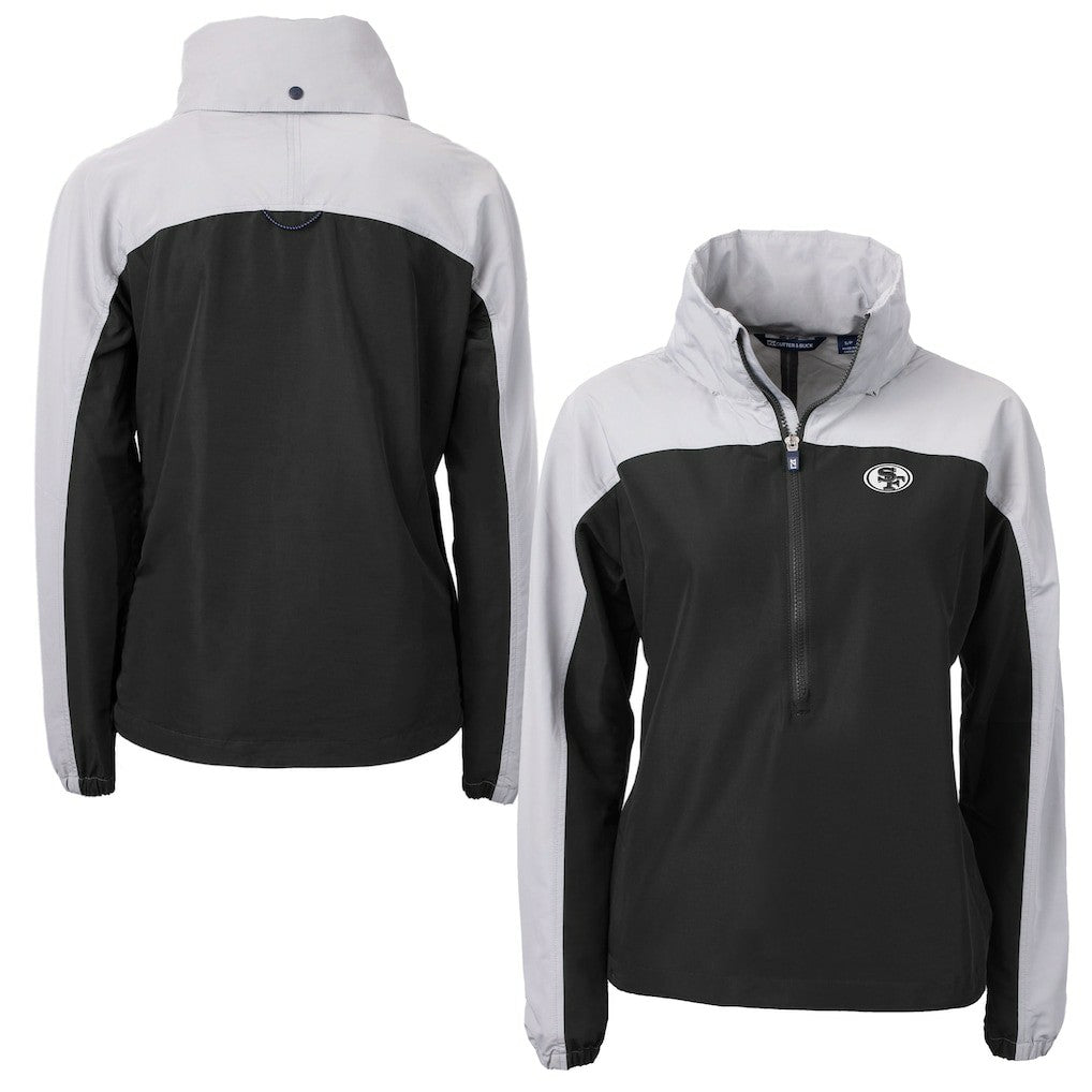 San Francisco 49ers Cutter & Buck Women's Charter Eco Recycled Half-Zip Hoodie Anorak Jacket | NFL US