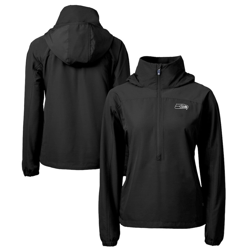 Seattle Seahawks Cutter & Buck Women's Charter Eco Recycled Half-Zip Hoodie Anorak Jacket | NFL On sale