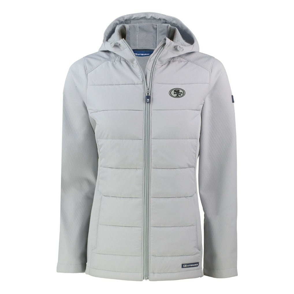 San Francisco 49ers Cutter & Buck Women's Evoke Hybrid Eco Softshell Recycled Full-Zip Hoodie Jacket | NFL Sale