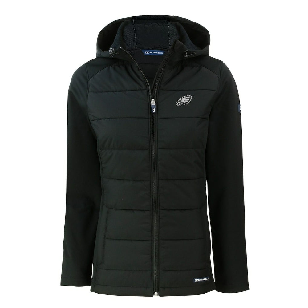 Philadelphia Eagles Cutter & Buck Women's Evoke Hybrid Eco Softshell Recycled Full-Zip Hoodie Jacket | NFL Hot