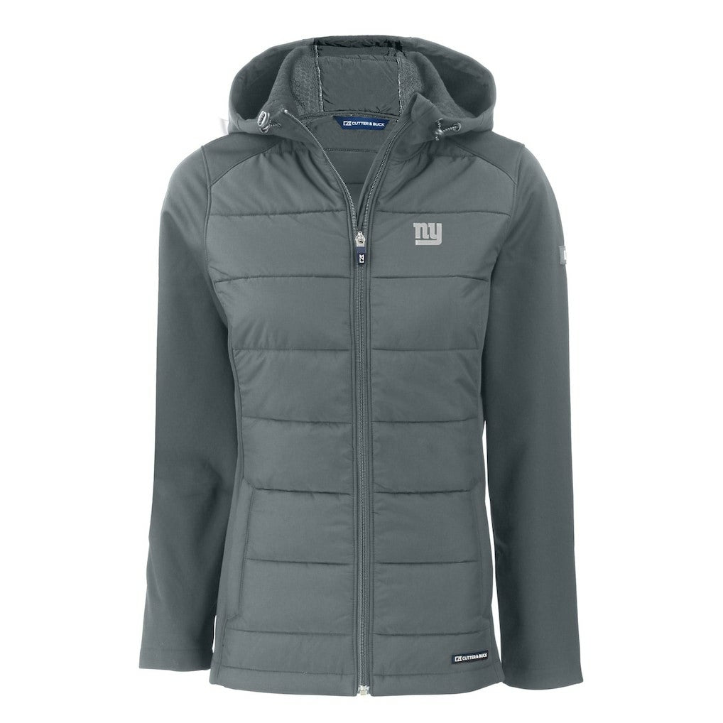 New York Giants Cutter & Buck Women's Evoke Hybrid Eco Softshell Recycled Full-Zip Hoodie Jacket | NFL US