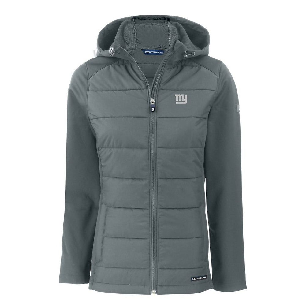 New York Giants Cutter & Buck Women's Evoke Hybrid Eco Softshell Recycled Full-Zip Hoodie Jacket | NFL US