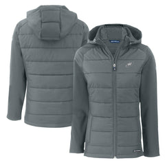 Philadelphia Eagles Cutter & Buck Women's Evoke Hybrid Eco Softshell Recycled Full-Zip Hoodie Jacket | NFL US