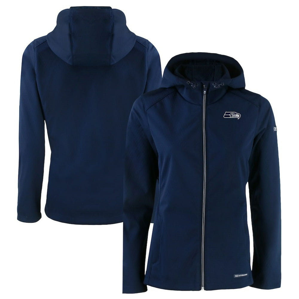 Seattle Seahawks Cutter & Buck Women's Evoke Eco Softshell Recycled Full-Zip Hoodie Jacket | NFL Sale