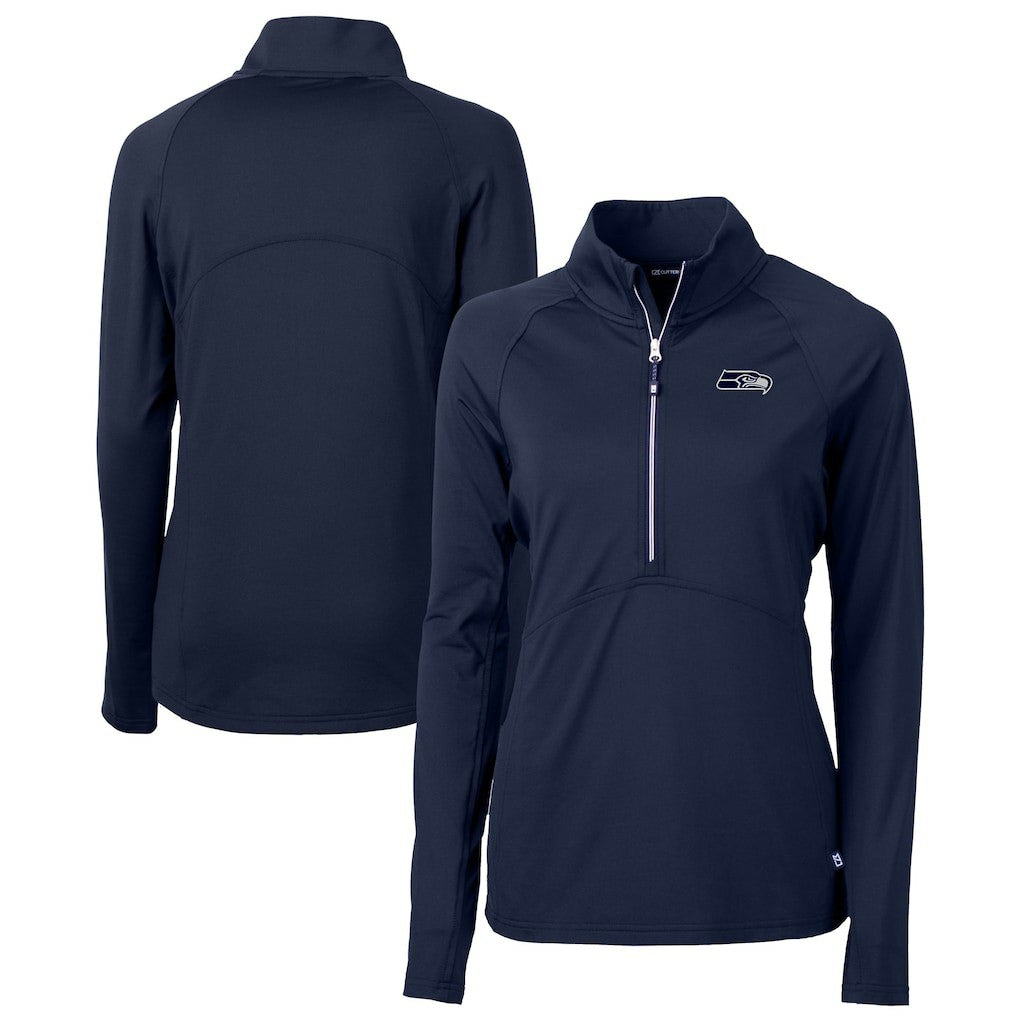 Seattle Seahawks Cutter & Buck Women's Adapt Eco Knit Stretch Recycled Raglan Half-Zip Top | NFL Sale