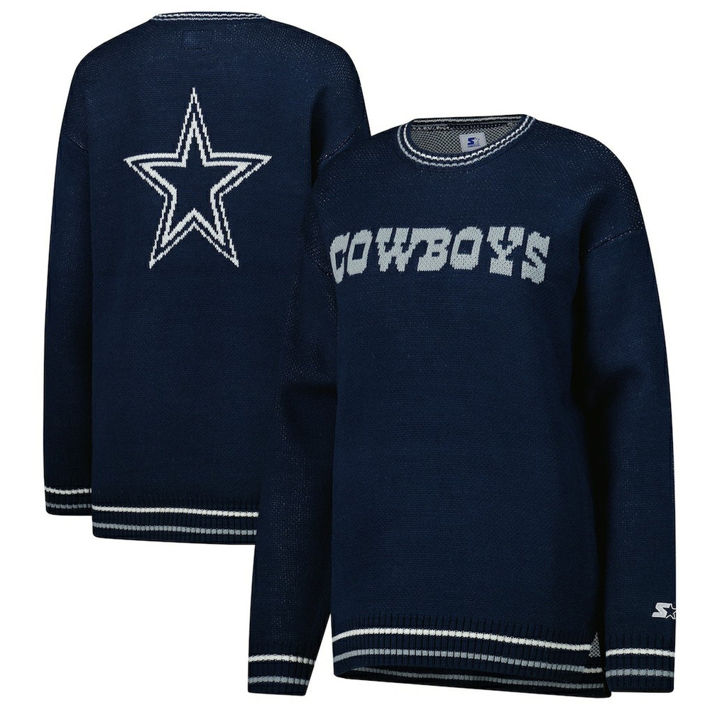 Dallas Cowboys Starter Women's Oversized On the Ball Intarsia Knit Pullover Sweater | NFL Discount