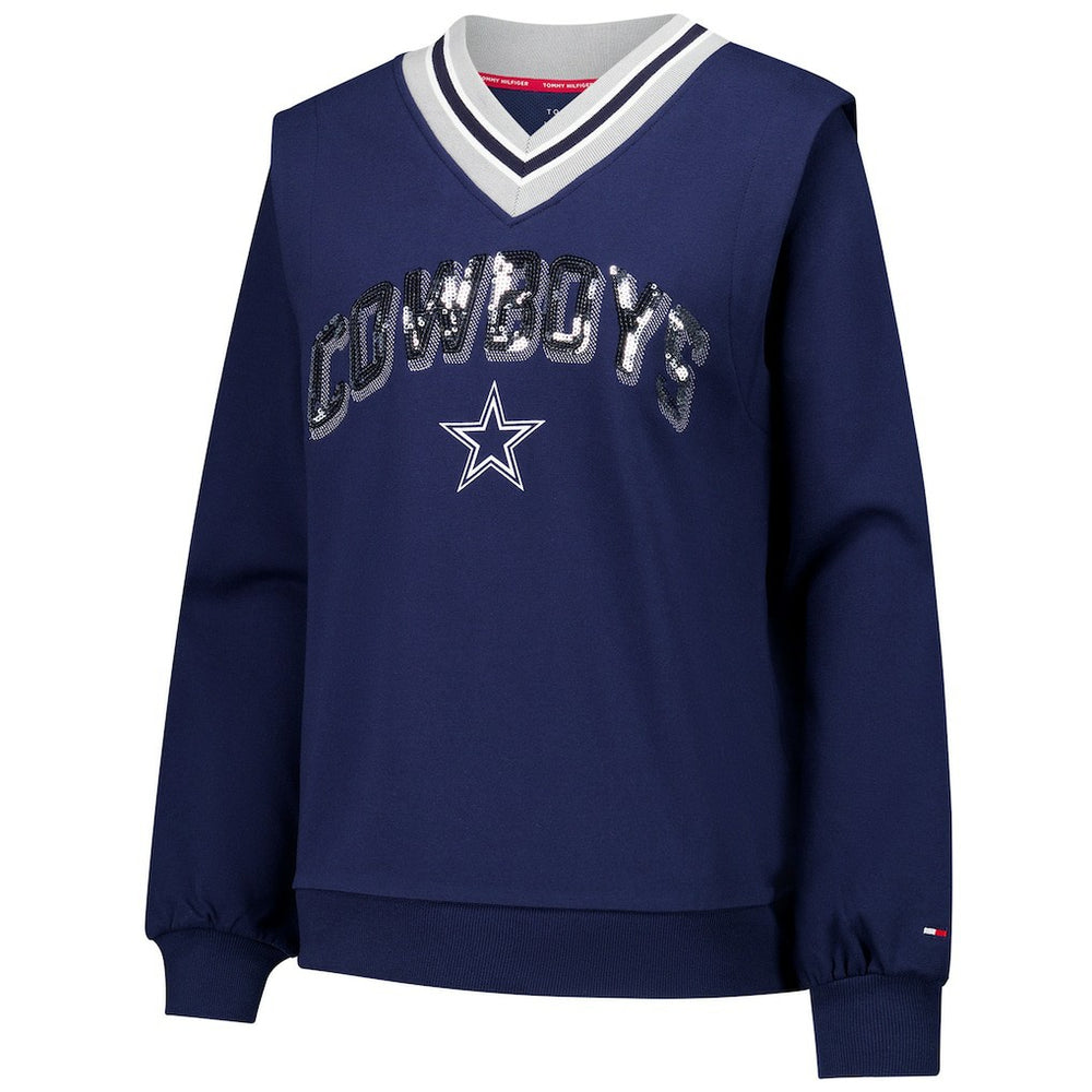 Dallas Cowboys Tommy Hilfiger Women's Alice V-Neck Pullover Sweatshirt | NFL Near me