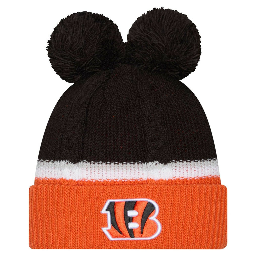Cincinnati Bengals Women's Double Bubble Cuffed Knit Hat with Poms | NFL New