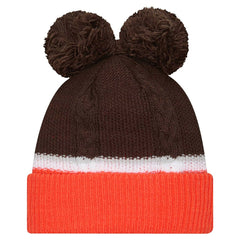 Cleveland Browns Women's Double Bubble Cuffed Knit Hat with Poms | NFL Discount