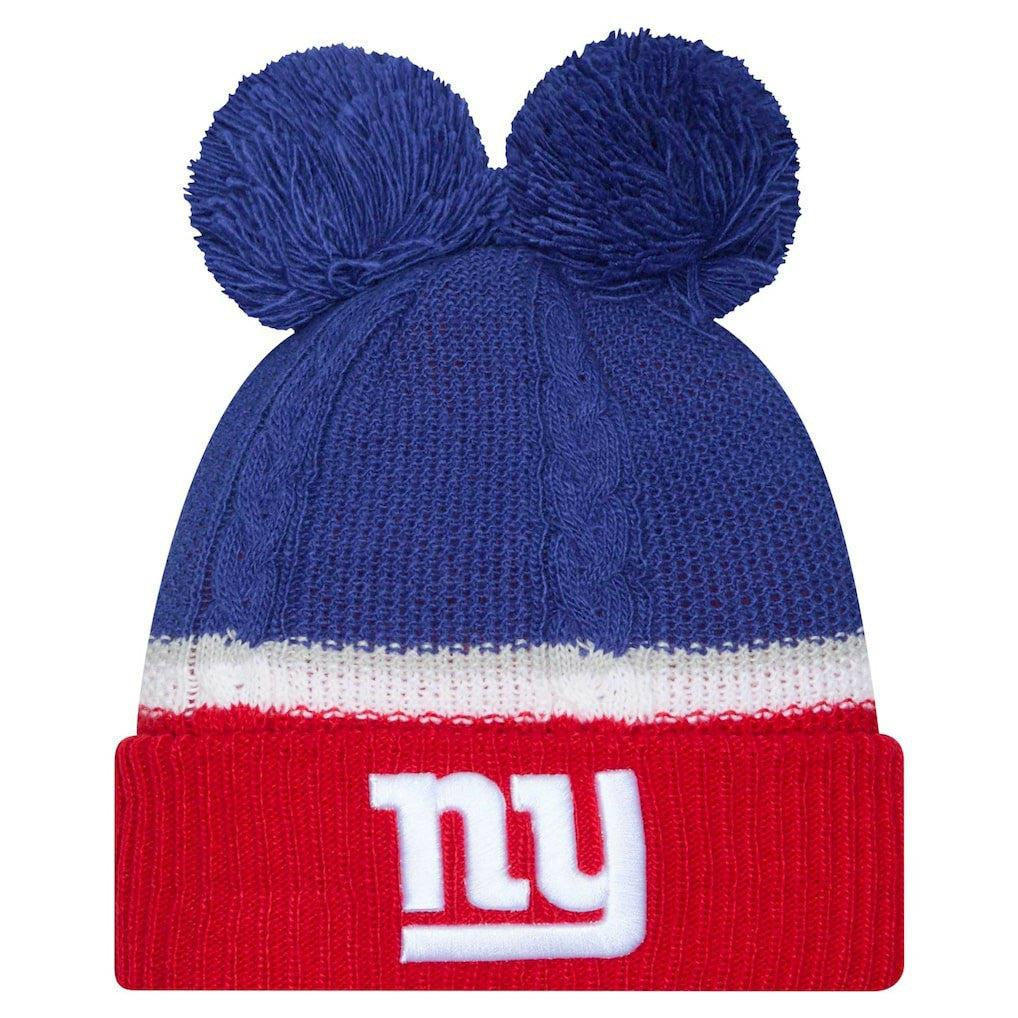 New York Giants Women's Double Bubble Cuffed Knit Hat with Poms | NFL Outlet