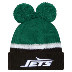 New York Jets Women's Double Bubble Cuffed Knit Hat with Poms | NFL New