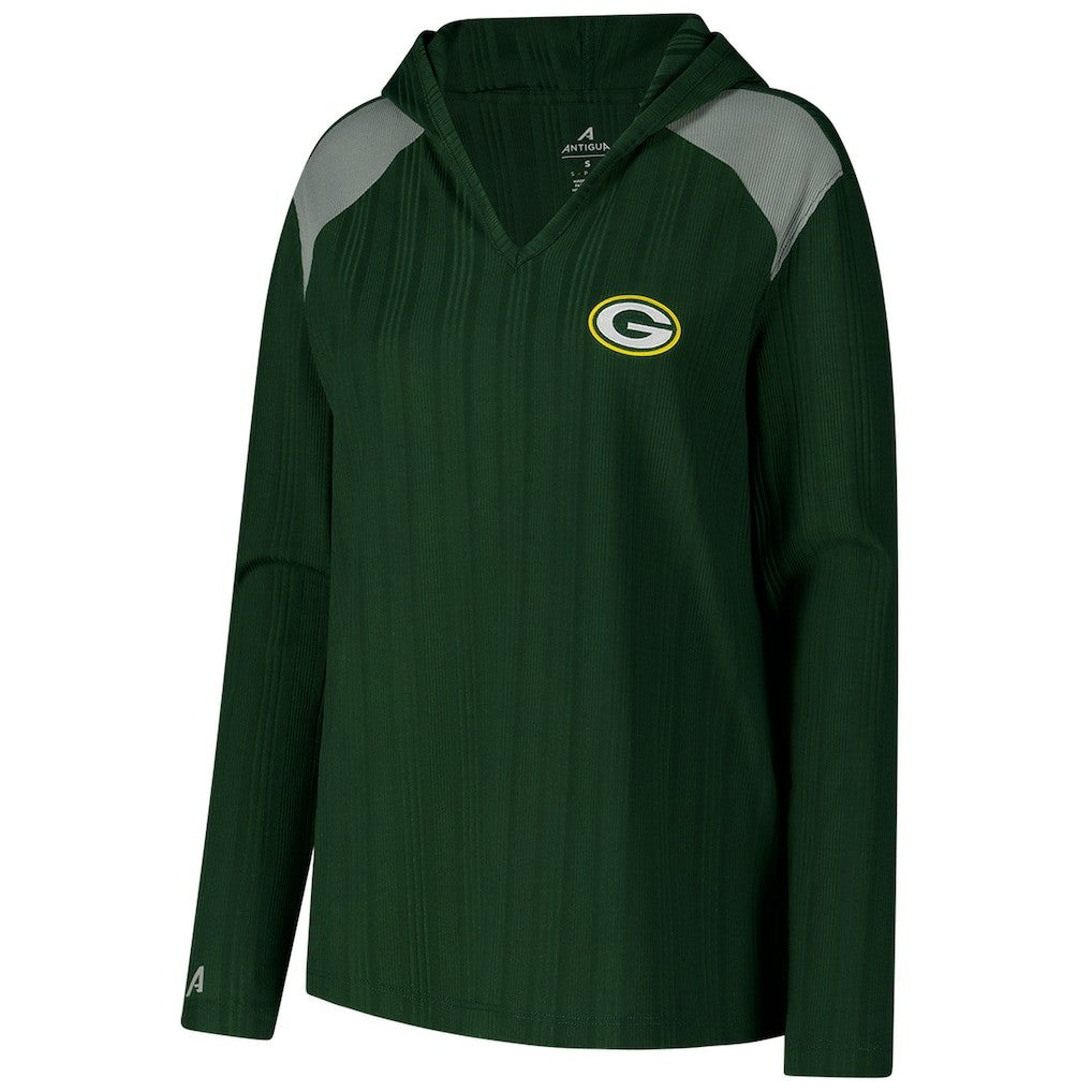 Green Bay Packers Antigua Women's Opulent Long Sleeve Hoodie T-Shirt | NFL Discount