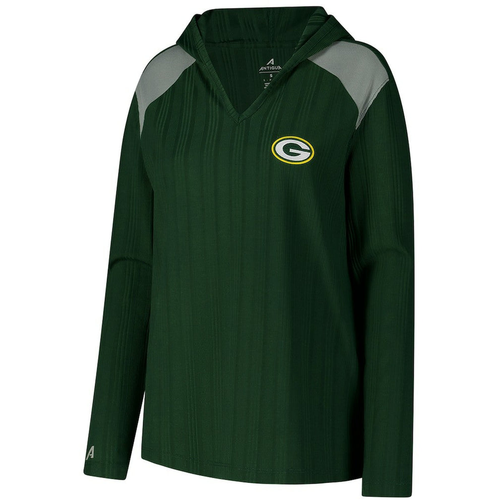 Green Bay Packers Antigua Women's Opulent Long Sleeve Hoodie T-Shirt | NFL Discount