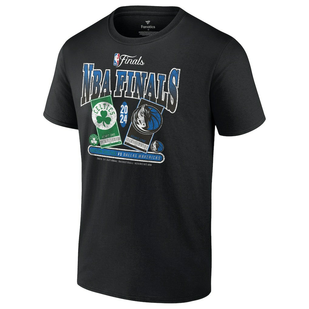 Black Boston Celtics vs. Dallas Mavericks 2024 NBA Finals Matchup Drive To The Basket T-Shirt | NBA