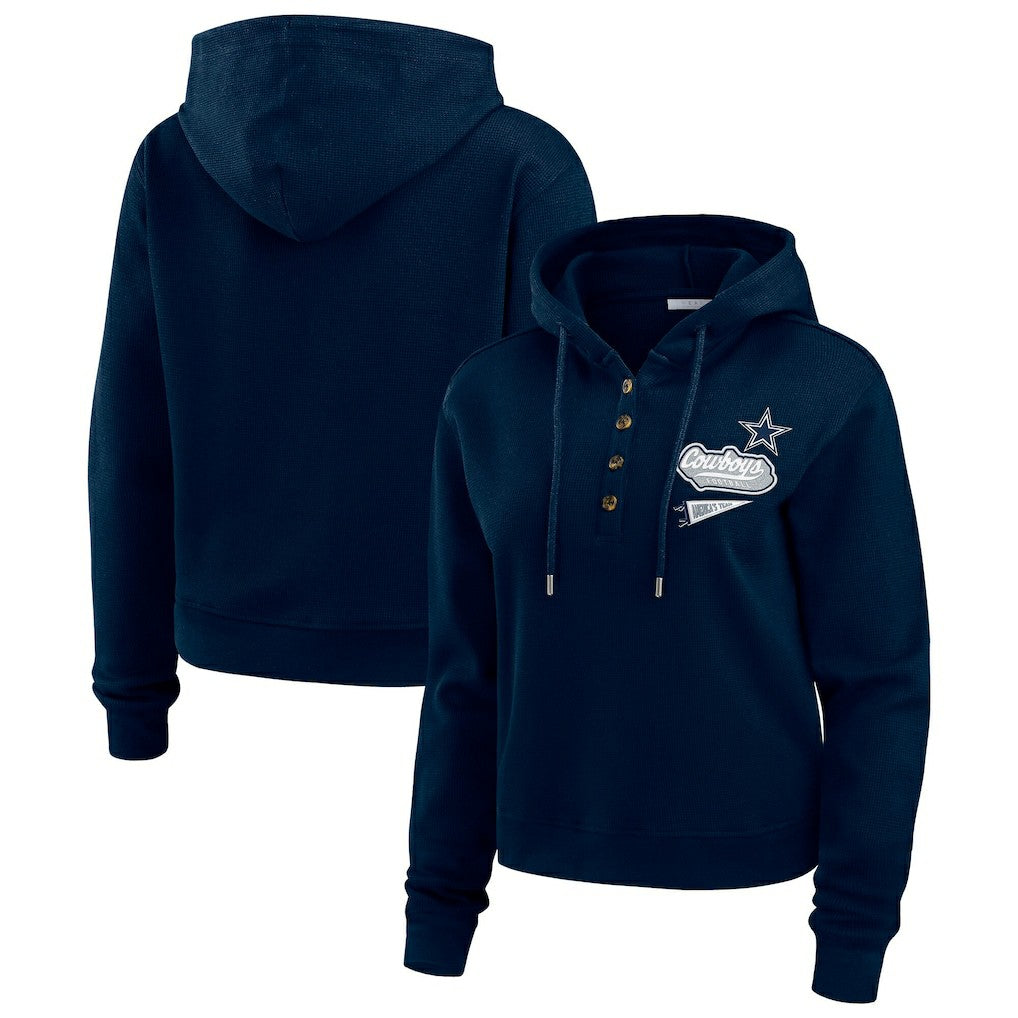 Dallas Cowboys WEAR by Erin Andrews Women's Waffle-Knit Pullover Hoodie | NFL On sale