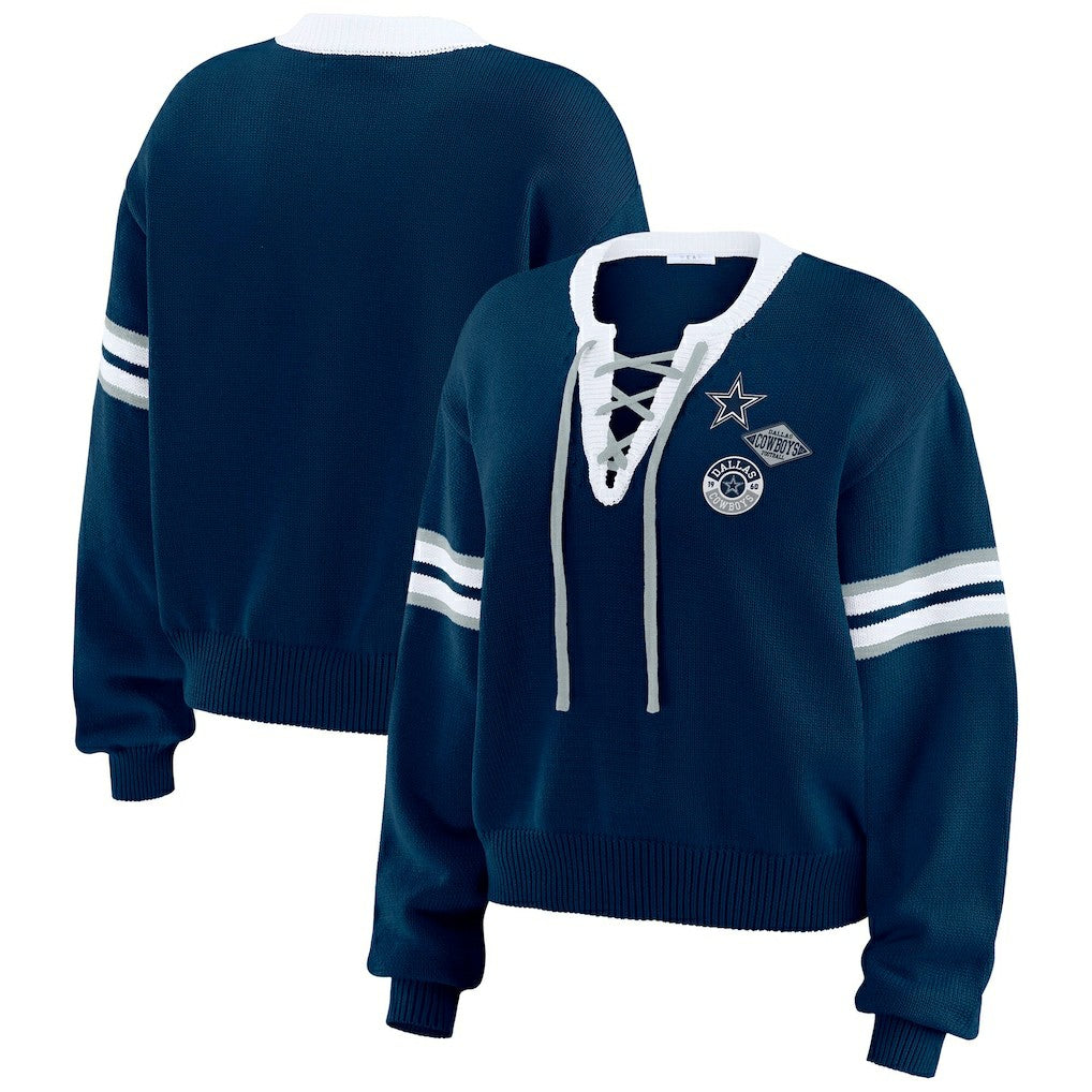 Dallas Cowboys WEAR by Erin Andrews Women's Lace-Up Sweater | NFL On sale