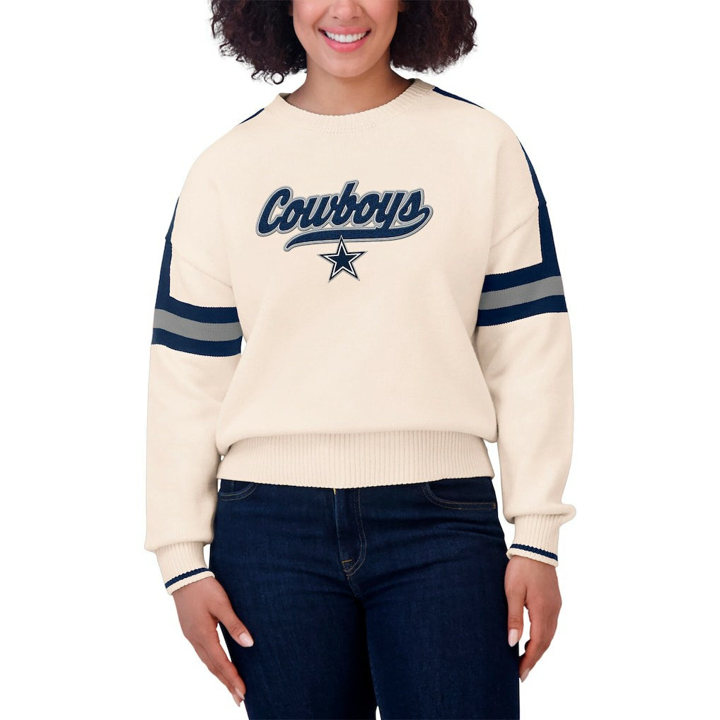 Dallas Cowboys WEAR by Erin Andrews Women's Stripe Pullover Sweater | NFL Outlet