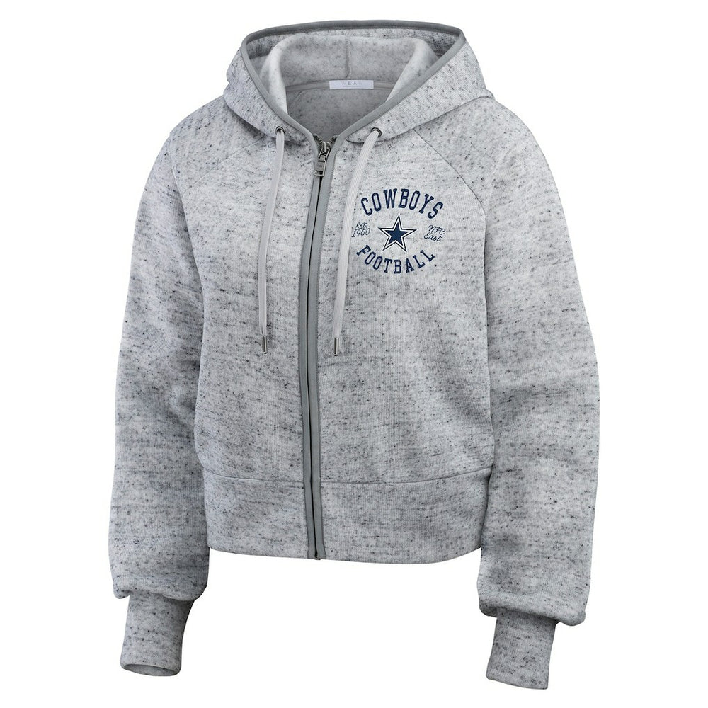 Dallas Cowboys WEAR by Erin Andrews Women's Speckled Fleece Cropped Full-Zip Hoodie | NFL Discount