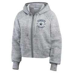 Dallas Cowboys WEAR by Erin Andrews Women's Speckled Fleece Cropped Full-Zip Hoodie | NFL Discount