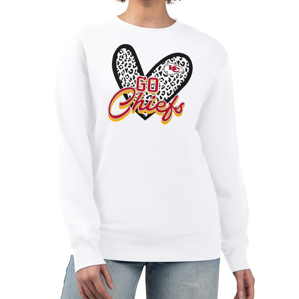 Kansas City Chiefs G-III 4Her by Carl Banks Women's Leopard Heart Pullover Sweatshirt | NFL Hot